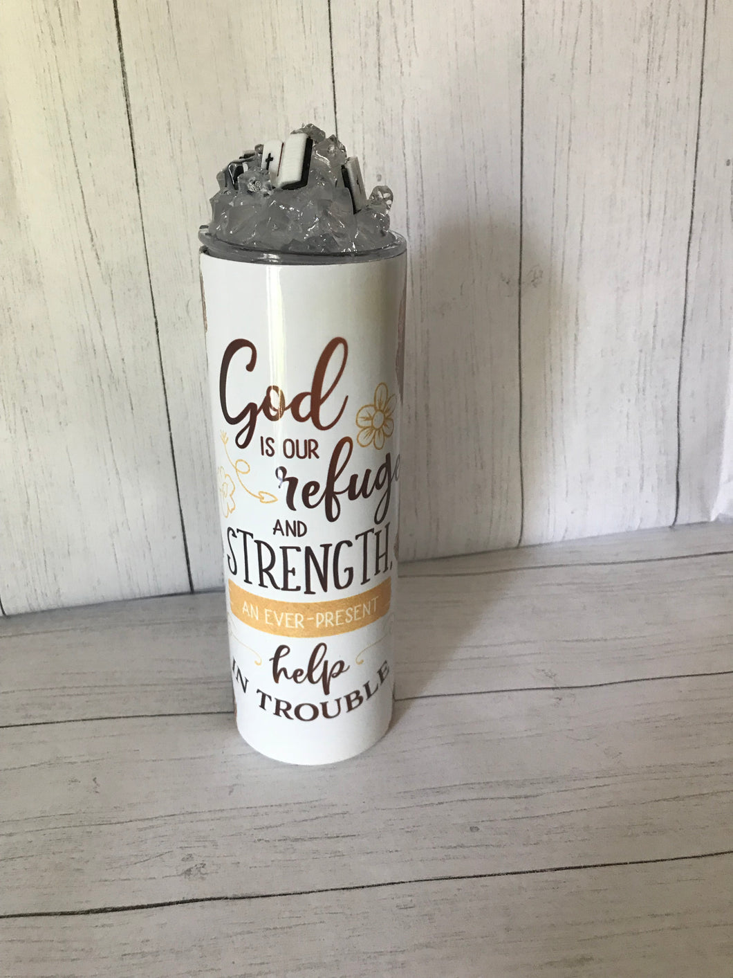 20 oz God Is Our Refuge Tumbler with Iced Topper $30.00