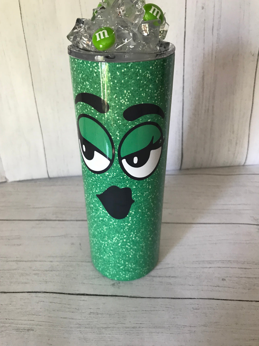 20 oz Ms. Green M&M Tumbler with Iced Topper $30.00