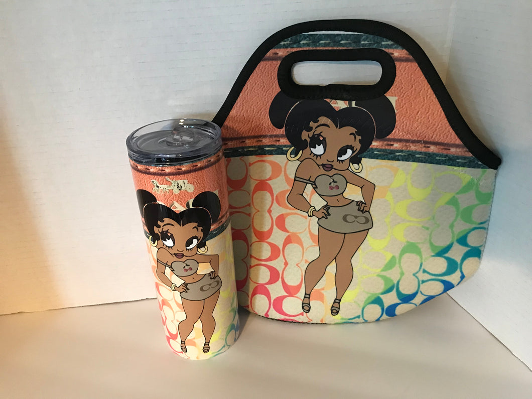 Betty Boop Lunch Bag and Tumblers Set  Rainbow